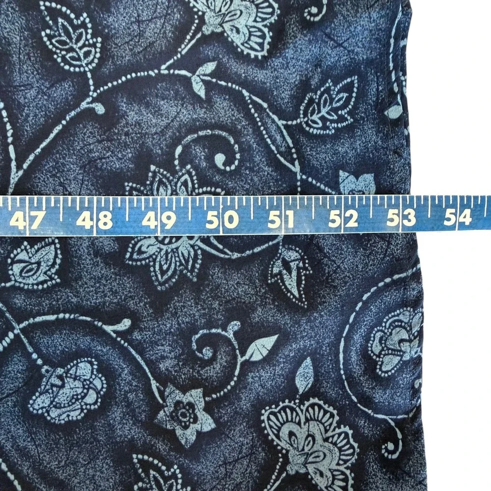 Vintage Charter Club Silk Maxi Dress 10 Navy Floral 90s Minimalist Dark Academia